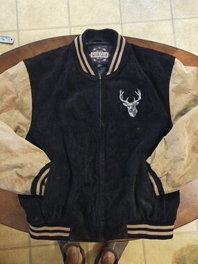 Vintage Guide Gear Two-Tone Suede Leather Varsity Bomber Jacket
